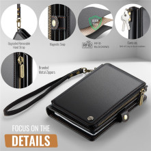 CASEME ME60 bőr pénztárca – RFID védelem 11 kártyahellyel - 15.5×11.3×3.2 cm - FEKETE