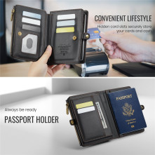 CASEME ME60 bőr pénztárca – RFID védelem 11 kártyahellyel - 15.5×11.3×3.2 cm - FEKETE