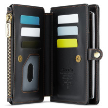 CASEME ME60 bőr pénztárca – RFID védelem 11 kártyahellyel - 15.5×11.3×3.2 cm - FEKETE