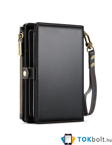 CASEME ME60 bőr pénztárca – RFID védelem 11 kártyahellyel - 15.5×11.3×3.2 cm - FEKETE