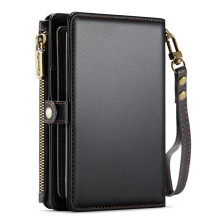 CASEME ME60 bőr pénztárca – RFID védelem 11 kártyahellyel - 15.5×11.3×3.2 cm - FEKETE
