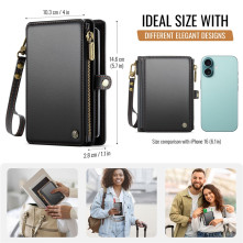 CASEME ME60 bőr pénztárca – RFID védelem 11 kártyahellyel - 15.5×11.3×3.2 cm - FEKETE