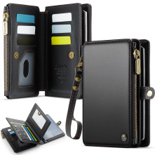 CASEME ME60 bőr pénztárca – RFID védelem 11 kártyahellyel - 15.5×11.3×3.2 cm - FEKETE