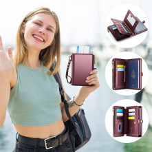 CASEME ME60 bőr pénztárca – RFID védelem 11 kártyahellyel - 15.5×11.3×3.2 cm - PIROS