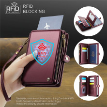 CASEME ME60 bőr pénztárca – RFID védelem 11 kártyahellyel - 15.5×11.3×3.2 cm - PIROS