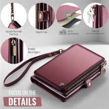 CASEME ME60 bőr pénztárca – RFID védelem 11 kártyahellyel - 15.5×11.3×3.2 cm - PIROS