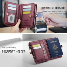 CASEME ME60 bőr pénztárca – RFID védelem 11 kártyahellyel - 15.5×11.3×3.2 cm - PIROS