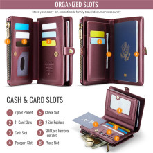 CASEME ME60 bőr pénztárca – RFID védelem 11 kártyahellyel - 15.5×11.3×3.2 cm - PIROS