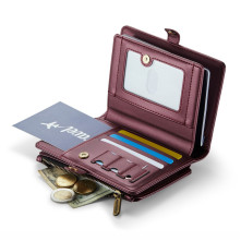 CASEME ME60 bőr pénztárca – RFID védelem 11 kártyahellyel - 15.5×11.3×3.2 cm - PIROS