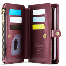 CASEME ME60 bőr pénztárca – RFID védelem 11 kártyahellyel - 15.5×11.3×3.2 cm - PIROS