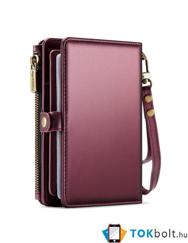 CASEME ME60 bőr pénztárca – RFID védelem 11 kártyahellyel - 15.5×11.3×3.2 cm - PIROS
