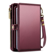 CASEME ME60 bőr pénztárca – RFID védelem 11 kártyahellyel - 15.5×11.3×3.2 cm - PIROS