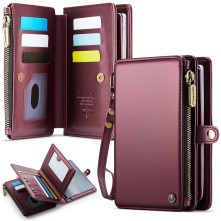 CASEME ME60 bőr pénztárca – RFID védelem 11 kártyahellyel - 15.5×11.3×3.2 cm - PIROS