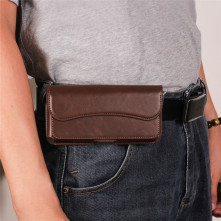 Univerzális övre fűzhető mobiltelefon tartó - max. 7.2 inches készülékekhez - 18.5 x 9 cm - BARNA