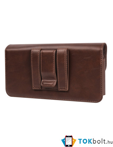 Univerzális övre fűzhető mobiltelefon tartó - max. 7.2 inches készülékekhez - 18.5 x 9 cm - BARNA