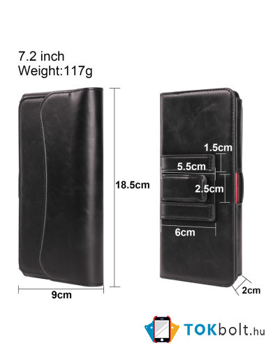 Univerzális övre fűzhető mobiltelefon tartó - max. 7.2 inches készülékekhez - 18.5 x 9 cm - BARNA