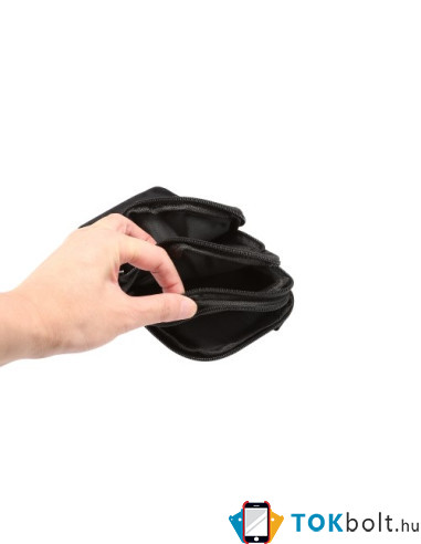 Multifunkciós vízálló nylon sporttáska – 17,5×10×3 cm - FEKETE