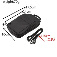 Multifunkciós vízálló nylon sporttáska – 17,5×10×3 cm - FEKETE