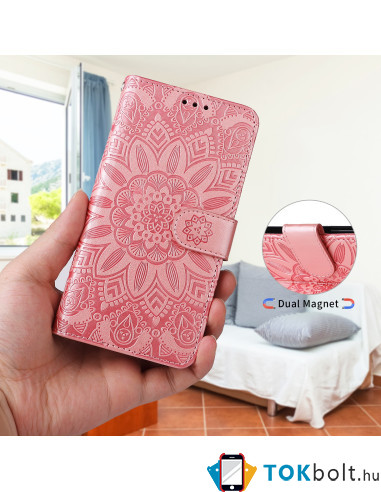 Dombornyomott mandala mintás notesztok Samsung Galaxy S25 FE telefonhoz - RÓZSAARANY