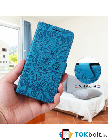Dombornyomott mandala mintás notesztok Samsung Galaxy S25 FE telefonhoz - KÉK