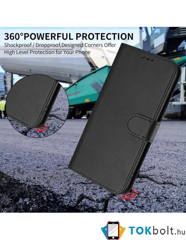 Oldalra nyíló tok Xiaomi Redmi 15 telefonhoz - FEKETE