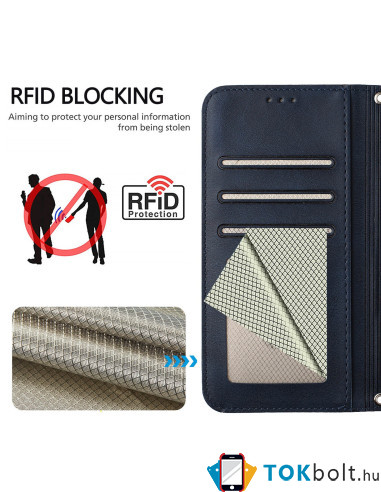Oldalra nyíló tok Xiaomi Redmi 15 telefonhoz - KÉK