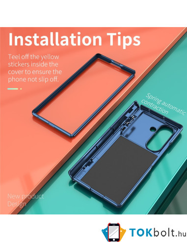 Kemény műanyag és rugalmas TPU hibrid tok Samsung Galaxy Z Fold7 telefonhoz - KÉK