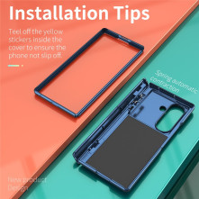 Kemény műanyag és rugalmas TPU hibrid tok Samsung Galaxy Z Fold7 telefonhoz - KÉK
