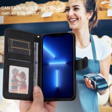 Oldalra nyíló tok Honor 400 Smart 5G / 4G / X7d 4G telefonhoz - FEKETE