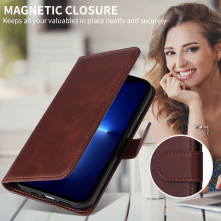 Oldalra nyíló tok Honor 400 Smart 5G / 4G / X7d 4G telefonhoz - BARNA