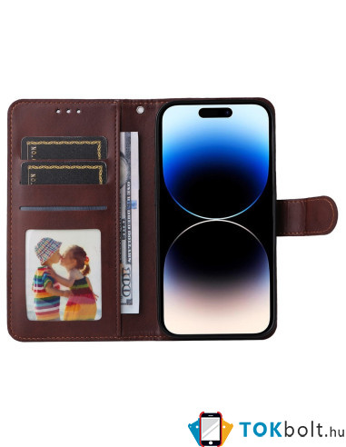 Oldalra nyíló tok Apple iPhone 15 Pro Max telefonhoz - BARNA