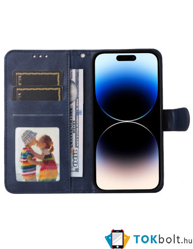 Oldalra nyíló tok Apple iPhone 15 Pro Max telefonhoz - KÉK