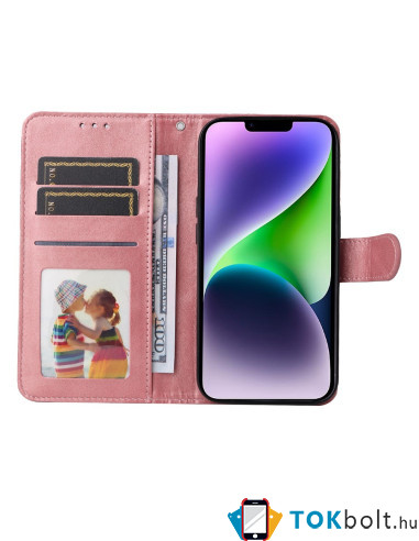 Oldalra nyíló tok Apple iPhone 15 Plus telefonhoz - RÓZSAARANY