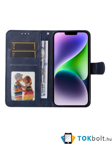Oldalra nyíló tok Apple iPhone 15 telefonhoz - KÉK