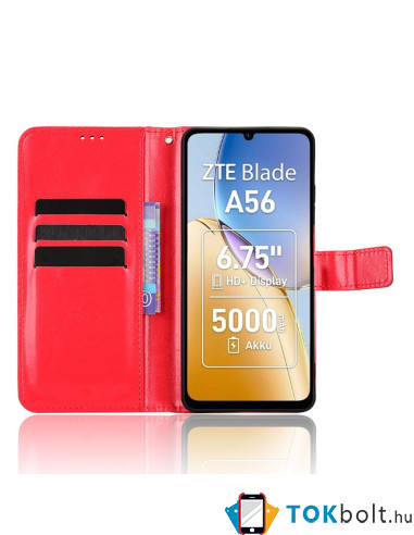 Oldalra nyíló tok ZTE Blade A56 telefonhoz - PIROS