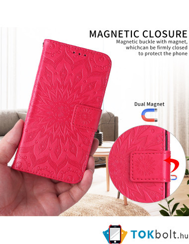 Dombornyomott mandala mintás notesztok Honor Magic8 Lite telefonhoz - PIROS