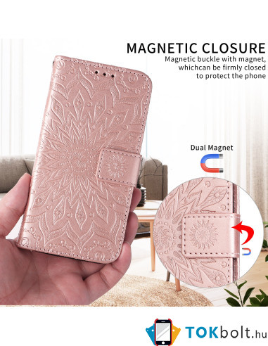 Dombornyomott mandala mintás notesztok Honor Magic8 Lite telefonhoz - RÓZSAARANY