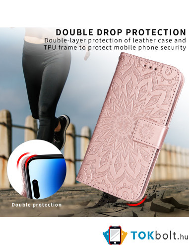 Dombornyomott mandala mintás notesztok Honor Magic8 Lite telefonhoz - RÓZSAARANY