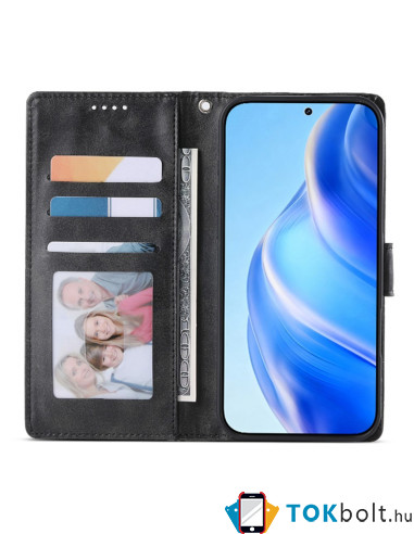 Oldalra nyíló tok Honor Magic8 Lite telefonhoz - FEKETE
