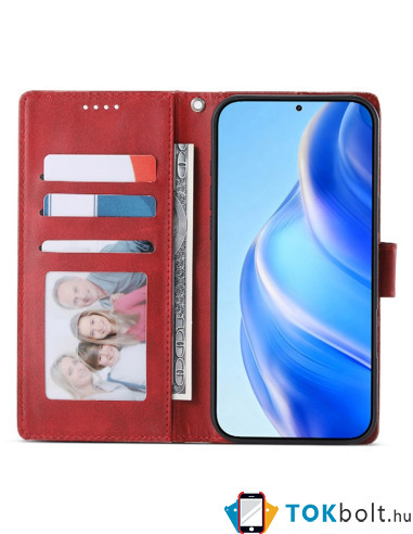 Oldalra nyíló tok Honor Magic8 Lite telefonhoz - PIROS