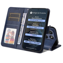 Oldalra nyíló tok Motorola Edge 60 telefonhoz - KÉK