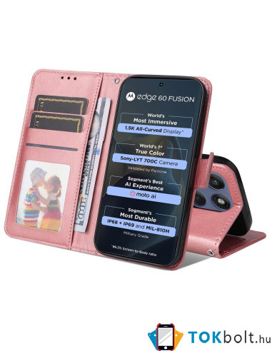 Oldalra nyíló tok Motorola Edge 60 telefonhoz - RÓZSAARANY