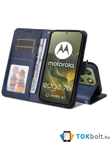 Oldalra nyíló tok Motorola Edge 70 telefonhoz - KÉK