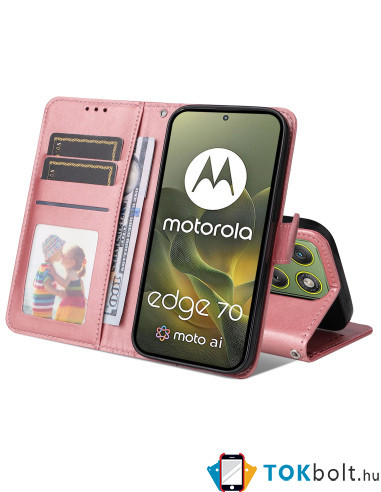 Oldalra nyíló tok Motorola Edge 70 telefonhoz - RÓZSAARANY