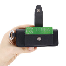 Védőtok / tárolótok IQOS ILUMA PRIME készülékhez – fekete (PU bőr, kulcstartós) - FEKETE