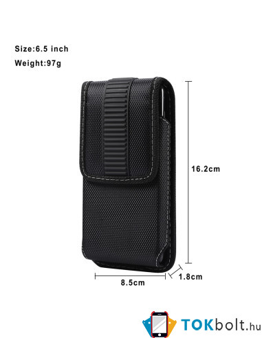 Övtáska | telefontok övre – Oxford anyag, mágneszáras (univerzális) - 16.2 × 8.5 x 1.8 cm - FEKETE