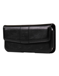 Univerzális vízszintes övtok max 7.2 colos telefonokhoz – PU bőr, kártyatartóval - 18×1.8×9.5 cm- FEKETE