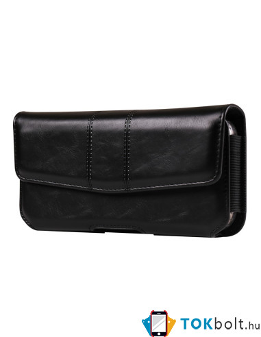 Univerzális vízszintes övtok max 7.2 colos telefonokhoz – PU bőr, kártyatartóval - 18×1.8×9.5 cm- FEKETE