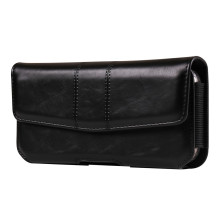Univerzális vízszintes övtok max 7.2 colos telefonokhoz – PU bőr, kártyatartóval - 18×1.8×9.5 cm- FEKETE