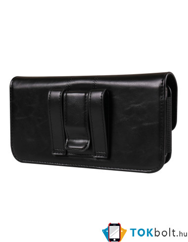 Univerzális vízszintes övtok max 7.2 colos telefonokhoz – PU bőr, kártyatartóval - 18×1.8×9.5 cm- FEKETE